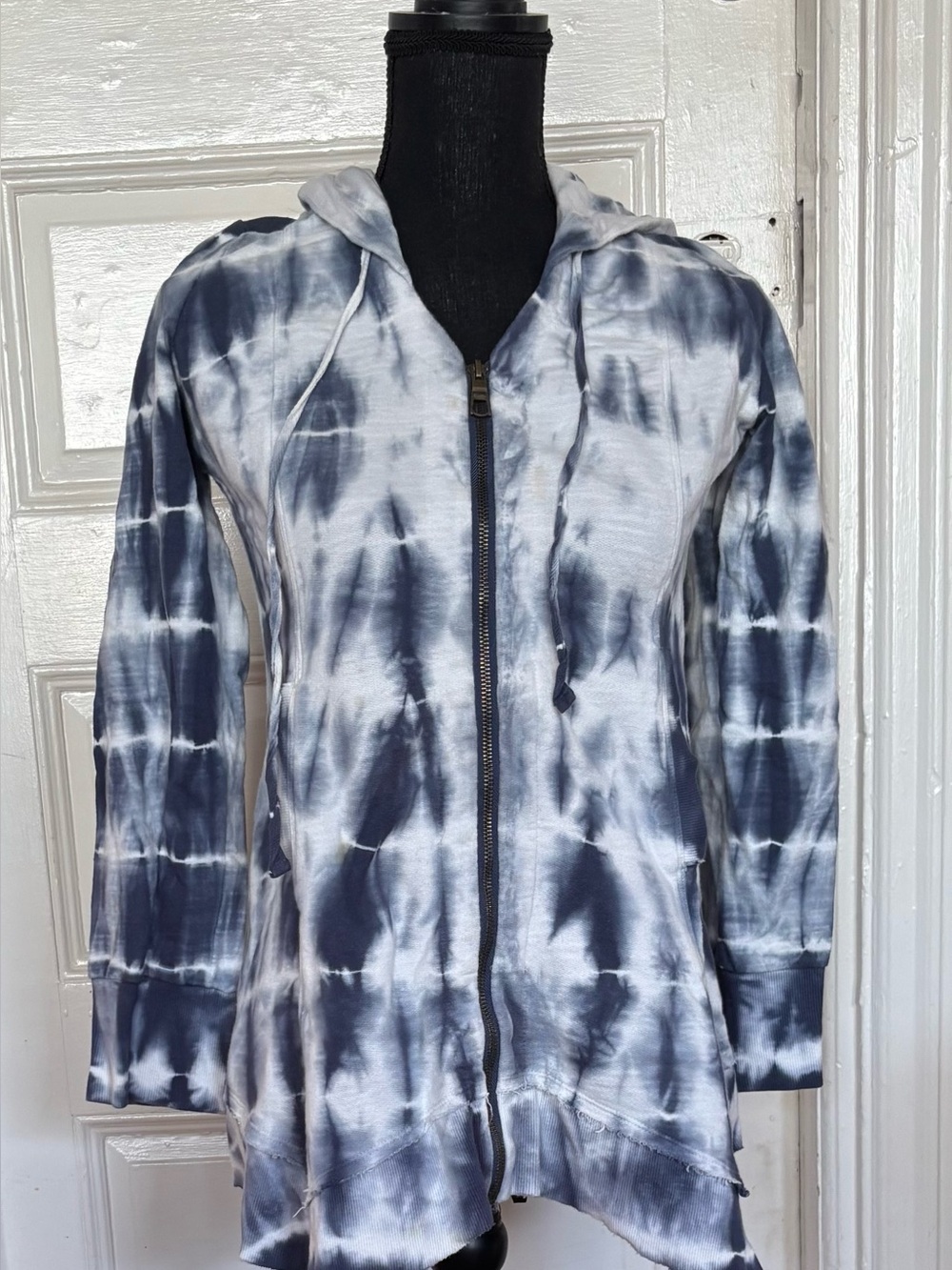 Saks Fifth Avenue Tie-Dye Zip Hoodie Jacket - Gray & White